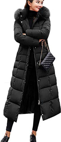 Earnmore Donna Piumino Cappotto Lungo Imbottito Inverno Cappotto con Cappuccio Elegante Giacca Lungo Caldo Leggero Piuma Cotone Outwear Invernale Parka Cappotti da Donna