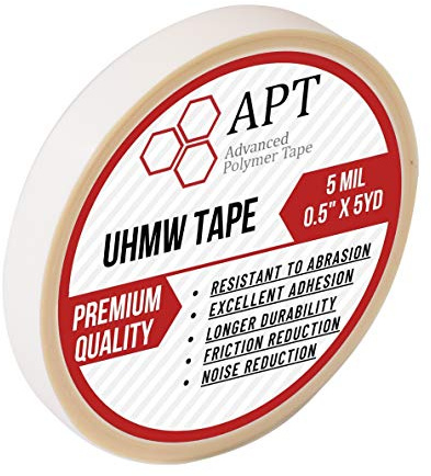 APT, UHMW (Ultra-high Molecular Weight) Polyethylene Tape, Resists Abrasion, Impact, for Surface Protection and Friction and Noise Reduction for Lining Sliding Surfaces. (0.5 x 5Yds, 5 Mil UHMW)