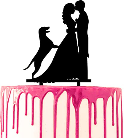 CARISPIBET Decoración para tarta de boda, novio, frente, beso, novia, con silueta de perro pastor alemán