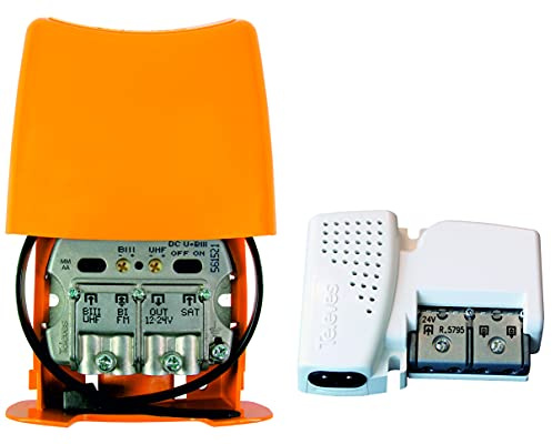 TELEVES Antennenverstärker-Set 28 dB + Netzteil 24 V 2 Ausgänge, Dividendo Digital 5G, nicht kompatibel mit Parabol.