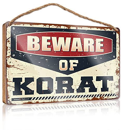Abipuir Letrero de madera de bienvenida para puerta principal, Beware of Korat, placa de madera, decoración de granja (tamaño : 15 x 28 cm)