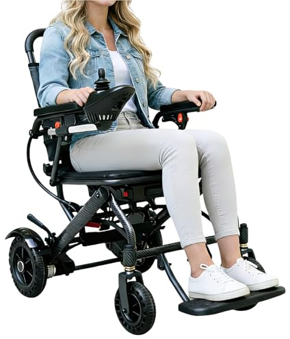 Electric Wheelchairs for Adults Lightweight Foldable - Only 36 lbs Folding Compact Power Wheel Chair, 12 Miles Long Travel Range Portable All Terrain Motorized Wheelchair for Seniors, Airline Approved