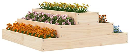 Tidyard Fioriera in legno fioriera per fiori o piante vaso di fiori design gradini scala fioriera in legno massello di pino