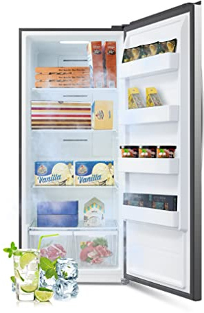 SMETA Upright Freezer 18 Cu ft Stand Up Convertible Freezers Refrigerator, Garage Ready Standing Frost-Free Freeerless Fridge with Tempered Glass Shelves SS