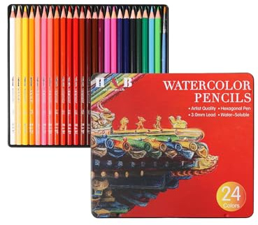 ACECAR 24 Color Watercolor Pencils, Water-Soluble Lead Tide HB Brush Set Professional Art Painting Pens Set Artist Drawing Pencils Colored Pencil for Painting, Teens Child