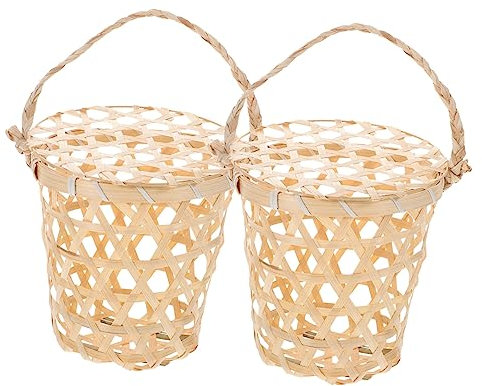 YARNOW 2pcs Bamboo Egg Baskets Woven Storage Baskets for Kitchen Fruit Bread Snack Jewelry Vintage Kitchen Accessories Easy Clean
