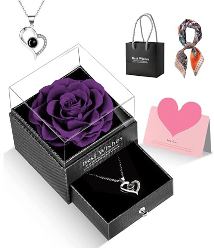 GOICC Ewige Rose Infinity Rosen Valentinstag Mit Ich Liebe Dich Halskette Geschenke Für Frauen Mama Oma Ehefrau Freundin Geschenk Zum Valentinstag Sie Rosenbox Zum Muttertag Hochzeitstag Geburtstag
