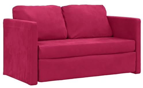 vidaXL Golvbäddsoffa 2-i-1 vinröd 122x204x55 cm sammet