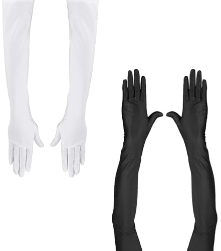 JINXIAN 4 Paar 52cm Lange Handschuhe Damen Handschuhe Elastisch Erwachsene Party Kostüm Handschuhe Elegant Abendhandschuhe Lange für Abschlussbälle Hochzeiten （Schwarz und Weiß