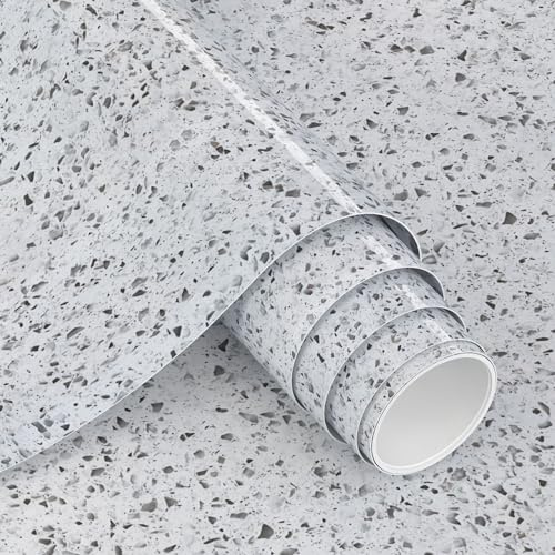 VIOPVERY Marble Contact Paper,White Marble Wallpaper, Peel and Stick Wall Paper, Waterproof, Easily Removable Self-Adhesive Film Wall Covering for Kitchen Countertop Bathroom,40cmx2M