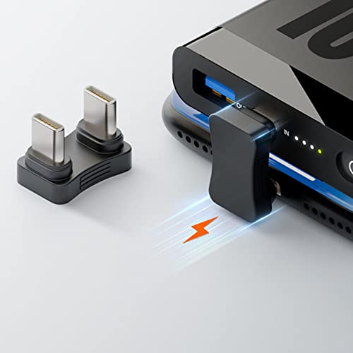 USB C U Shape Adapter, 180 Degree USB C Adapter Male to Male Extender Adapter, 480Mbps Type C Adapter, Support PD 65W Fast Charging for Mobile Phone, Tablet, Laptop, Etc