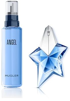 MUGLER Angel Eau de Parfum, Perfume para Mujer, Aroma Gourmand con Notas de Ámbar, Fragancia Fascinante, 25 ml + MUGLER, Angel, Recarga, 100 ml