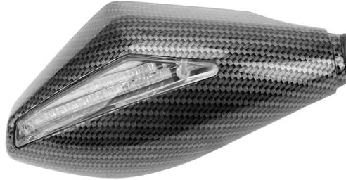 DZSQOMHGD Seitenspiegel Zubehör Motorrad Rückspiegel Mit 12V Blinker Lichter Lampen Indikatoren Motorrad Zubehör Für Suzuki Lenkerendenspiegel Motorrad(Kohlefaser)