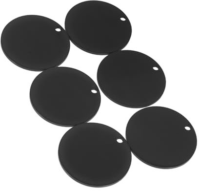 Operitacx 6stücke Edelstahl Hundemarken Runde Anhänger Schwarz Leere Haustier-namensschilder Für Welpen Katzen Diy Gravur Namensschilder