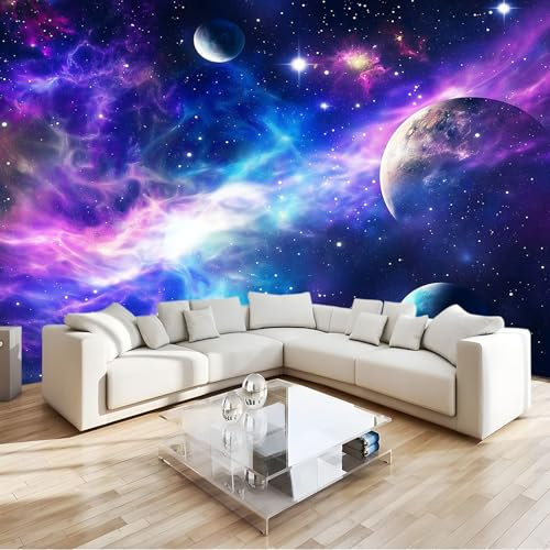 Papel Pintado Pared Panorámico Galaxia 300 x 210 cm Fotomurales No Tejido, Murales Decoración de Pared, Póster Gigante de Pared Personalizado 3D Para Salón Dormitorio