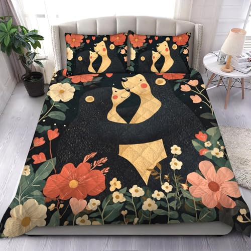 365CUSGIFTS Beaver Comforter Set by Symphique Team, Soft Prewashed Bed Comforter for All Seasons, 3 Pieces Warm Bedding Sets, 1 Lightweight Comforter, 2 Pillowcases