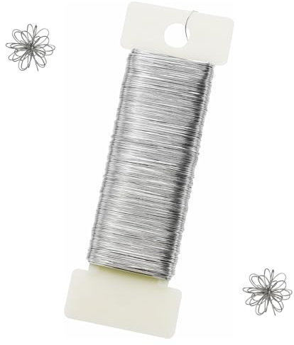 LONGDENEKHALIQ 50m Jewellery Wire 0.35mm Silver Iron Wire for Jewellery Making, Floral Arrangements, Crafts