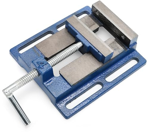 Nagpew Drill Press Vise, 4 Inch Jaw Opening Machinist Vise, Heavy Duty 45 Steel Low Profile Vise Bench Clamp for Drilling, Crafting, Modeling, Milling, Woodworking, Machinery