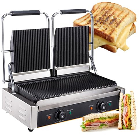 Panini Press Grill, Indoor Sandwich Maker, with Temperature Setting, Non-Stick Steak Grill, with Removable Oil Tray, for Vegetables, Meats,813A-220V