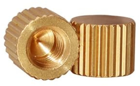 KSeSii Mässing räfflad mutter M2 M2,5 M3 M4 M5 M6 Rund handskruvskyddshatt genom och blindhål Tummutter Koppar rostfritt stål(Brass-10pcs),F8X6XM4 bl)