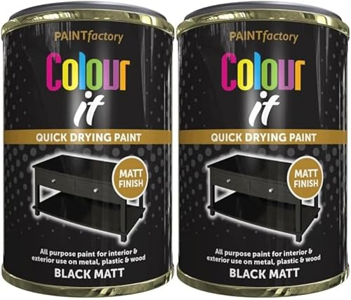MIXEL Black Matt Tin Paint, Quick Drying Formula, DIY Projects, Perfect For Wood, Metal, Plastic, Suitable For Both Interior And Exterior Use, Easy To Apply, 300ml, (2 Pcs)