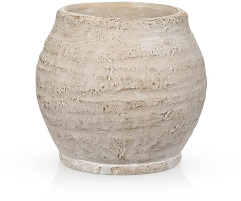 Arborus rustik vas för blommor 13 cm liten cementkruka 3,5 tum öppning beige planterare vintage bondgårdsvas för pampasgräs torra växter vardagsrum bord entré badrumshylla mantel heminredning
