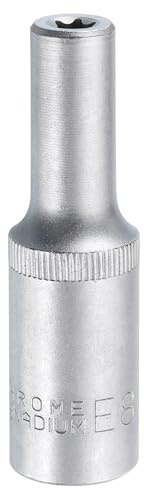 QUARKZMAN Douille E-Torx 1/2 Entraînement E8 Douille Profonde Torx Externe Cr-V Acier 6 Points Douille Spline Femelle pour Auto Réparations Entretien Maison Diy Fabrication Manuelle