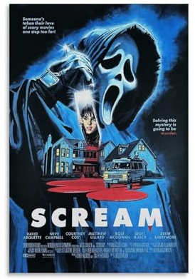 PANTTING Scream Horror-Film-Poster, ästhetischer Leinwand-Kunstdruck, Heimdekoration für Schlafzimmer, Wohnzimmer, 20 x 30 cm, ungerahmter Stil