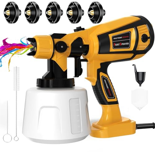 TOPALL Farbsprühsystem Wandfarbe,850W 32000PRM 1400ML HVLP Farbspritzpistole,Farbsprühpistole Wandfarbe,Farbsprühgerät,mit 5 Düsen und 3 Muster,Farbpistole für Wandfarbe,Gartenzaun, Wände