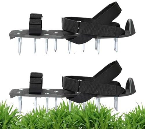 Generico Scarpe Aeratore per Prato - Arieggiatore Terreno da Giardino - Calzature con Chiodi per Arieggiare Prati Giardini Parchi e Aree Verdi