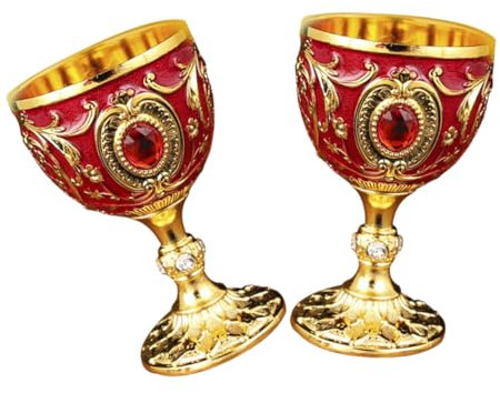 Didiseaon 2pezzi Bicchiere Da Liquore Retrò Bicchieri Compatti Per Vino Whisky Cocktail Tè Succhi Di Frutta Bevande Per Uso Domestico