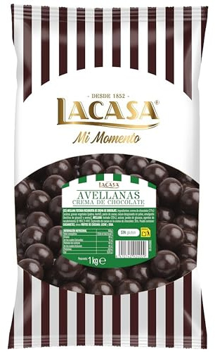 iChuches- Lacasa Frutos Secos con Chocolate – Almendras, Avellanas, Anacardos, Nueces, Pistachos, Arándanos y Pasas – Bolsa 1kg – Deliciosos – Divinos (1 KG, Avellana con chocolate negro)