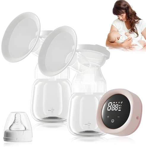 Anluomania Elektrische Milchpumpe, Doppelmilchpumpe Wiederaufladbare, Milchpumpe Elektrisch Tragbare, mit 4 Modi und 9 Stufen, BPA-frei, Ultra-leise, LED-Touchscreen, Perfekt für Stillende Mütter