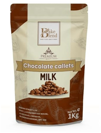 Milk Chocolate Callets 1kg – Bake Blend - Belgian Baking Chocolate Drops for Cakes, Muffins, Ganache, Melting & Moulding, Smooth Texture, Rich Flavour, Easy to Use for Desserts