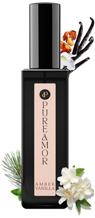 PUREAMOR Amber Vanilla Perfume for Women, Coffee Scented Fragrance with Warm Amber & Sweet Vanilla Notes, Long Lasting Extrait de Parfum, Advanced Fragrance Travel Size 0.7 oz Eau de Parfum Spray