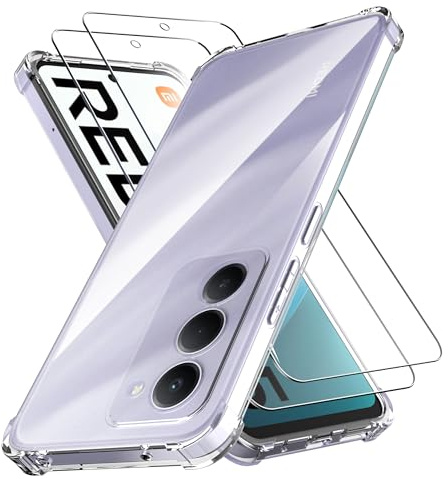 Anoowkoa Handyhülle für Xiaomi Redmi 15 4G/5G Hülle+2 Stück Redmi 15 Panzerglas Schutzfolie [Transparent Silikon] [Stoßfest Kratzfest ]Dünne Durchsichtige TPU Schutzhülle