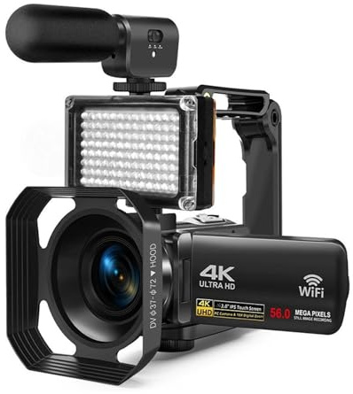 AYJYZHIAG Caméra vidéo 4K Ultra HD 30MP WiFi DV Caméscope Caméra vidéo numérique Écran Tactile Rotatif à 270 degrés Zoom numérique 16X(Handheld stabilizer)