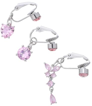 SHERCHPRY 3 Pièces Faux Piercing de Nombril pour Femmes Anneaux Cœur Rond avec Zircon Look Sans Percement Confortable et