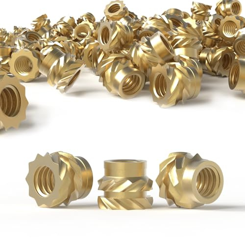 ORTAVA Gewindeeinsatz M4, 50 Stück Messing Einschmelzgewinde M4x4x6,3 mm, Einpressmuttern, Threaded inserts für 3D Druckteile, Kunststoffteiledurch Wärme, DIY Projekte