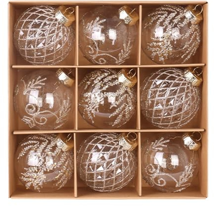 Zerbrechsicher Weihnachtskugeln 9 Stück - Weihnachtsbaum Deko,8 cm Bemalt Transparent PET Kugeln Für Indoor Klasse Zuhause Party Basteln