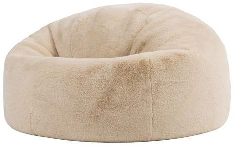 Icon Kingston Kunstfell Flauschig Sitzsack mit Füllung, Beige | In Deutschland Hergestellt, Flauschiger Kunstpelzstoff, Lounge Sessel für Wohnzimmer und Schlafzimmer