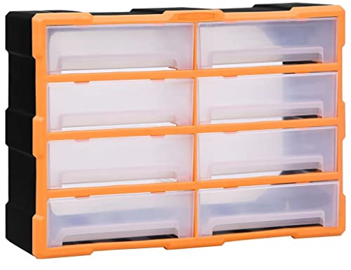 Tomostar Casier à Vis Plastique, Boîte à Outils Armoire à Outils Casier de Rangement Organisateur Multi-tiroirs avec 8 Grands tiroirs 52x16x37 cm