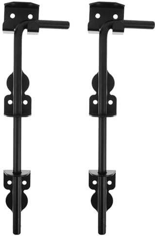 CORHAD 2pcs 12 Inch Heavy Duty Cane Bolt Gate Latch Black Metal Drop Rod for Wooden and Metal Fence Gates Outdoor Garden Door Ground Stopper