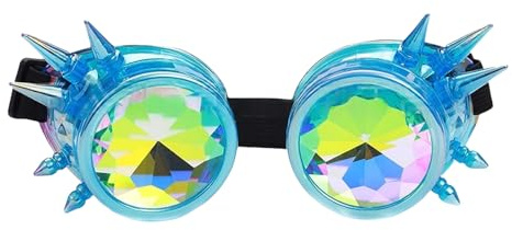 YCHUCH Kaleidoskop Brille Raves Psychedelics Sterevunk Brille Mit Regenbogenprismen Beugungskristalllinse Steampunk Kaleidoskop Brille