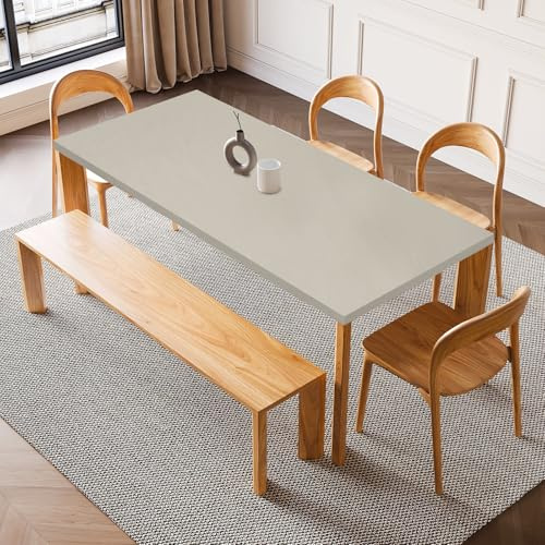 QUARKZMAN Mantel Ajustado con Borde Elástico, Cubremesa Rectangular De PU Elástico Impermeable Ajustable para Mesa De 35 X 59 Pulgadas para Interiores Y Exteriores Restaurante Fiesta Gris