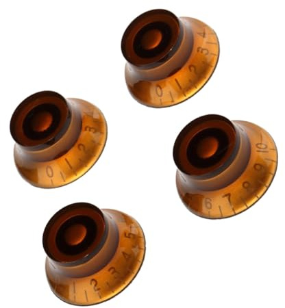 Hemobllo 4 Stück Acryl Potiknöpfe für E gitarre und Bass mit 10 stufiger Lautstärkeskala Braun Spitz als Ersatz für Verstärker Effektpedal Knöpfe