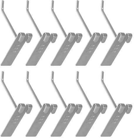 NUOBESTY 10 Pièces Crochet pour Panneau Perforé, Crochet D’affichage de Marchandises en Fer Argenté, 10cm, pour Paquet et Marchandises de Détail, Maison et Atelier