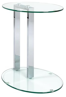 HAKU Beistelltisch Chrom Metall Couchtisch Sicherheitsglas 8 mm - Maße: B 45 x H 50 x T 35 cm Style: Modern