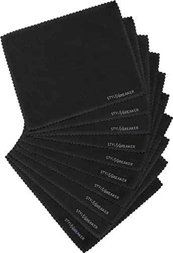 styleBREAKER panno di pulizia in microfibra set, 10 pezzi, panno di pulizia per occhiali, smartphone display e obiettivi 09020074 nero