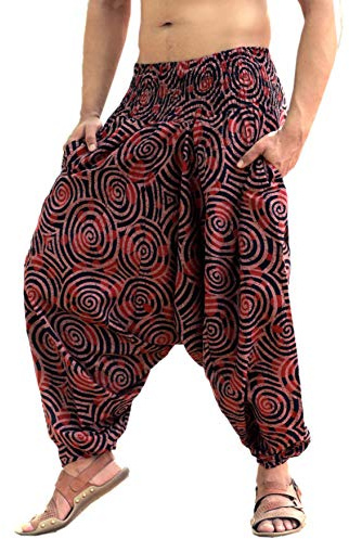 SARJANA HANDICRAFTS Men Women Cotton Harem Pants Pockets Yoga Trousers Hippie (Brown)